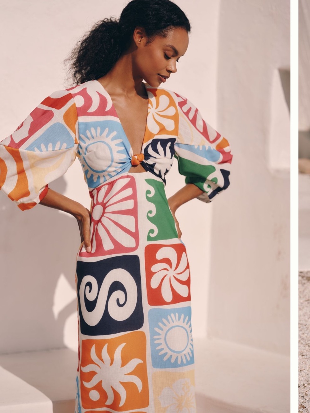 NWT Cala de la Cruz x Anthropologie Gaia Puff Sleeve Maxi Dress in Maui Medium - Picture 5 of 11